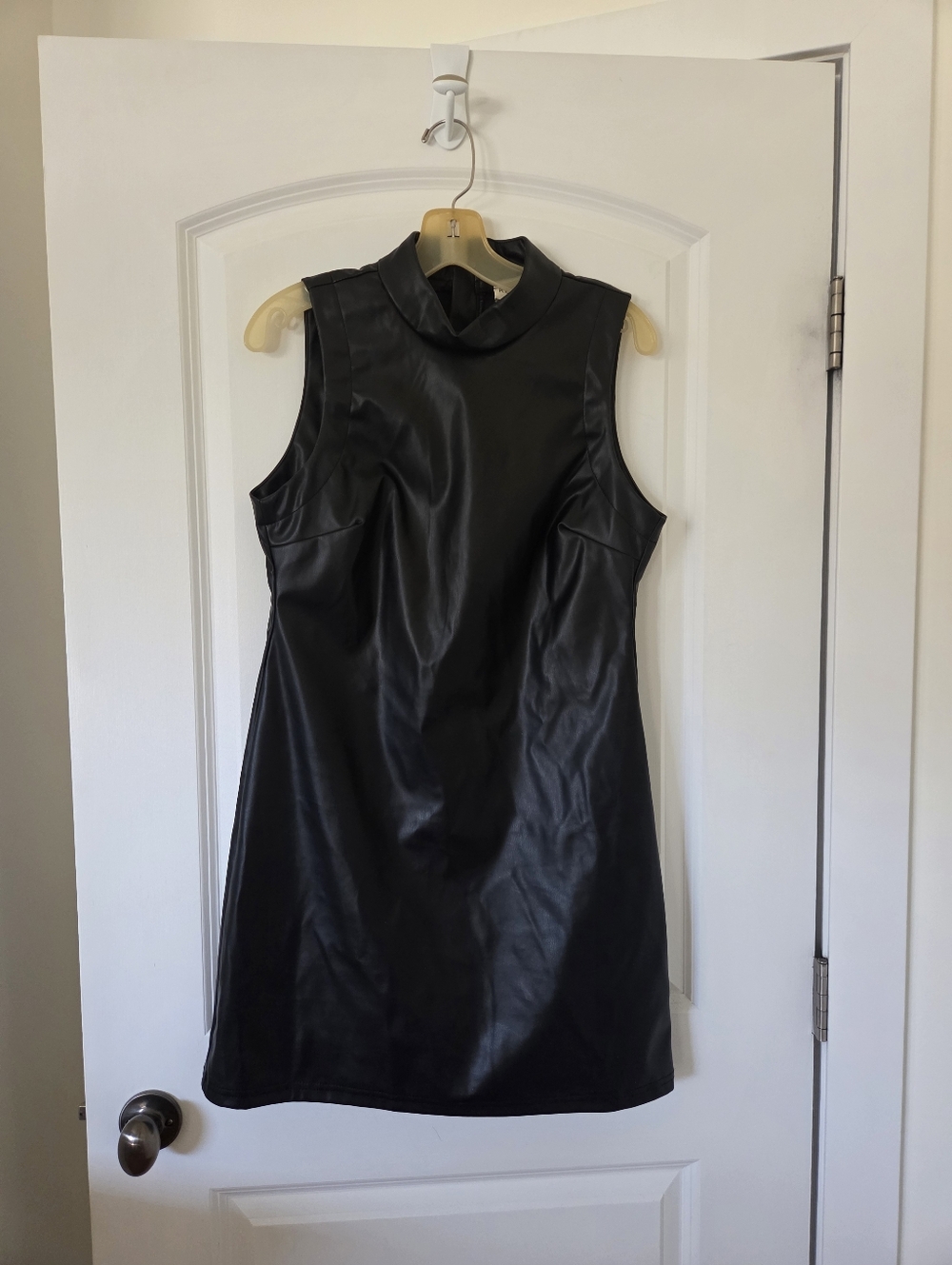 S/M Black Faux Leather Sleeveless Dress